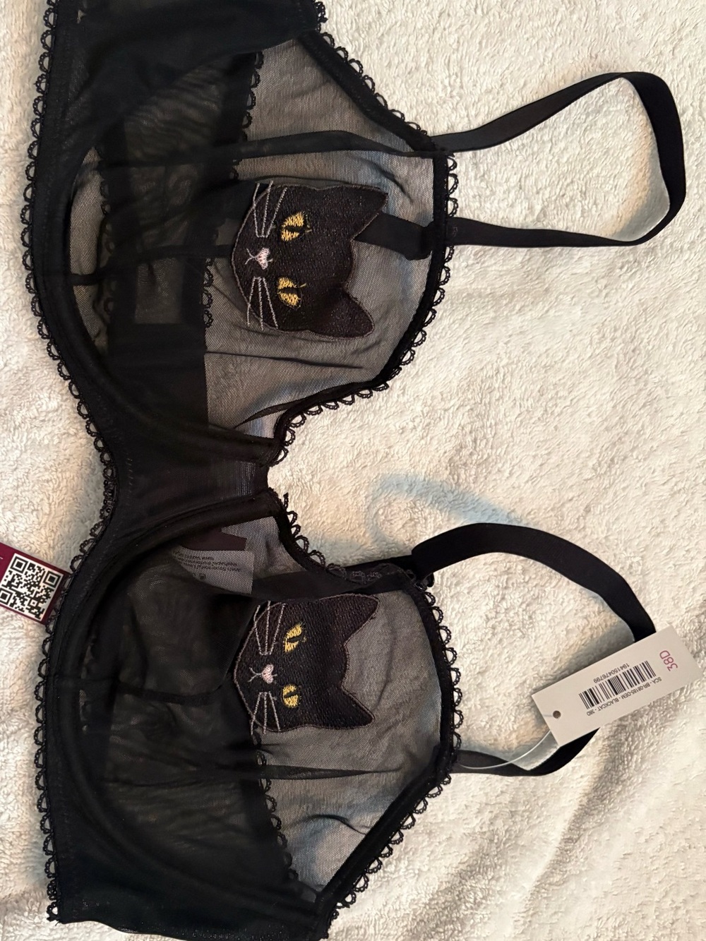 Halloween Cat Adore Me Black Sheer Lace Bikini Panty and Bra Set